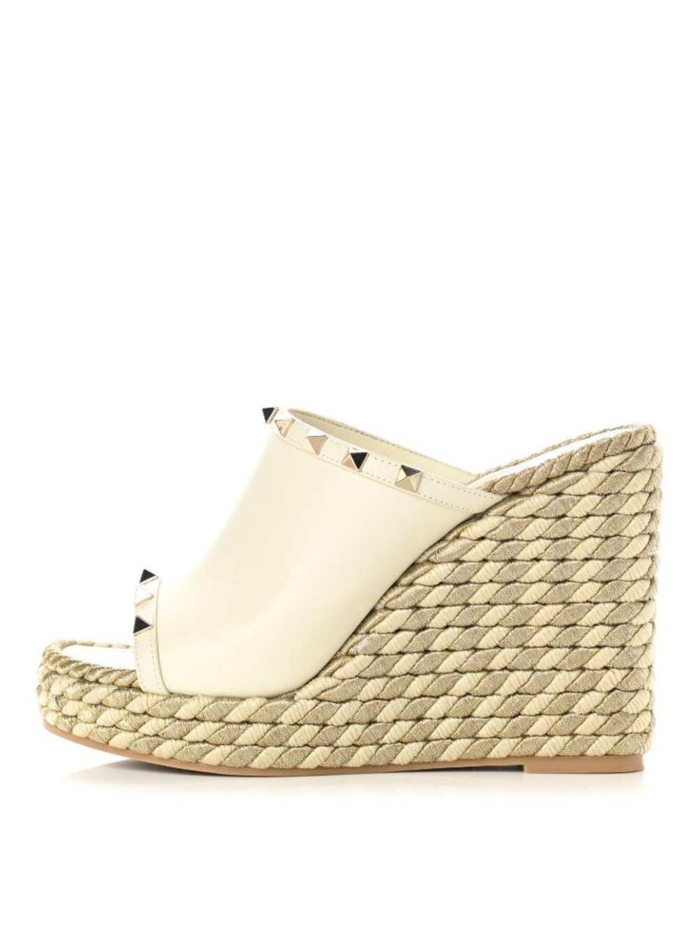 Valentino Garavani Rockstud Torchon Ivory Wedge Mules EU 36 / US 6